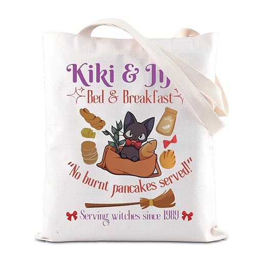 Kiki's Anime Lover Gift Kiki&Jiji’s Bed And Breakfast Inspire Tote Bag Black Cat Lover Handbag Animated Movie Themed Gift - Kiki&jiji’s Ca