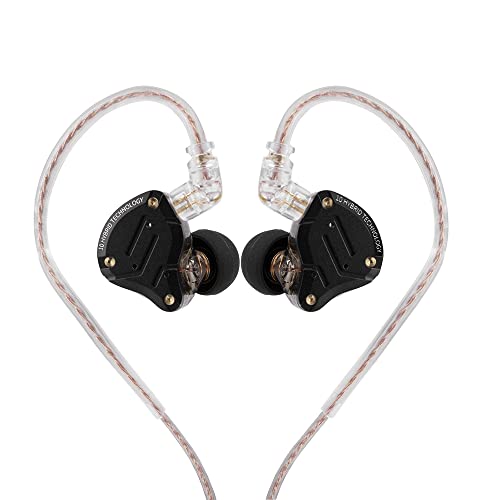 Linsoul KZ ZS10 Pro, 4BA+1DD 5 Driver in-Ear HiFi Metal Earphones with Stainless Steel Faceplate, 2 Pin Detachable Cable (with Mic, Dark Black) - Dark Black - With Mic - In-ear