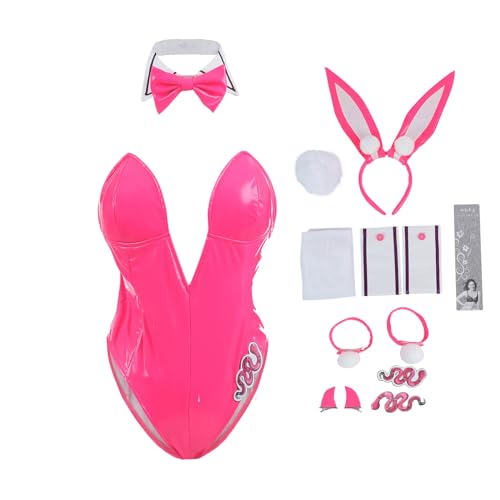 Nuoqi Bunny Dva Cosplay Costume Hana Song Dva Bunny Girl Bodysuit Bunny Suit Set - Pink - Medium