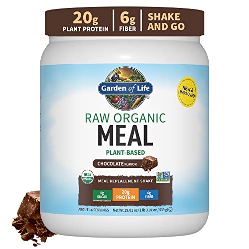 Garden of Life Vegan Protein Powder - Raw Organic Meal Replacement Shakes - Chocolate - Pea Protein, Greens and Probiotics for Women and Men, Plant Based Dairy Free All in One Shake, 14 Servings - Chocolate - 1.19 Pound (Pack of 1)