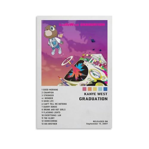 Music Poster Graduation By Kanye Canvas Poster Country Pop Singer Music Posters for Room Aesthetic Retro Canvas Wall Art Prints Room Decor 16x24inch(40x60cm) Unframe-style - 16x24inch(40x60cm) - Unframe-style