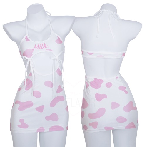 Drippin In Milk Dress - White and Pink / M/L