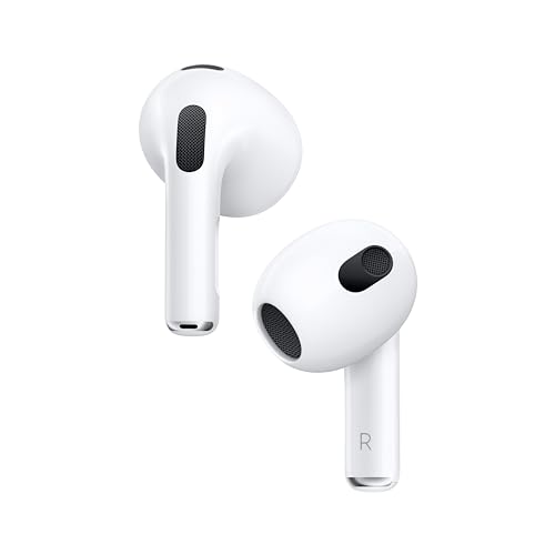 Apple AirPods (3rd Generation) Wireless Ear Buds, Bluetooth Headphones, Personalized Spatial Audio, Sweat and Water Resistant, Lightning Charging Case Included, Up to 30 Hours of Battery Life - Without AppleCare+