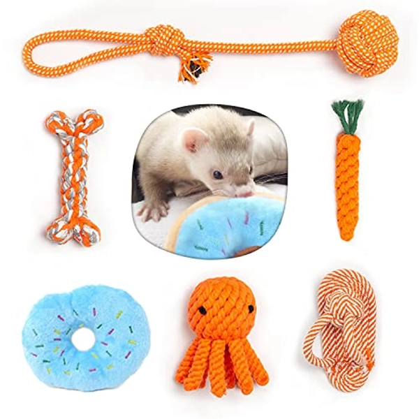 SIT ZIT 6 Pack Ferret Toys Durable Knotted Rope Tug Perfect for Teething Mammals Cotton Rope Chew Toys Interactive Dog Rope Toy Set Machine-Washable