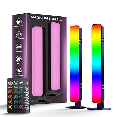 MICTUL LED Light Bar, Music Sync RGB IC Light Bar, USB Ambient Lamp, Color Changing Gaming TV Backlight with Remote Control, 15 Dynamic Modes for Room Gaming Decoration