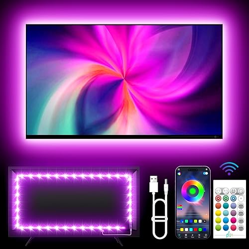 KANTUTOE TV Backlights, 13.1FT LED Lights for 32-65 Inch TV, RGB TV LED Lights Behind, Music Sync Bluetooth APP and Remote Control TV LED Strip Lights USB Powered for Gaming/Bedroom - Multicolor - 13.1FT for 32"-65" TV