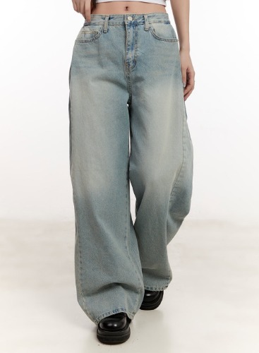 Cielle Pintuck Wide-Leg Jeans CM510 | Light blue / S