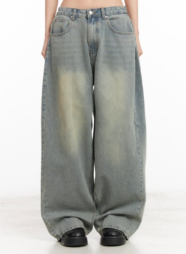 Hillary Washed Wide-Leg Jeans CM504 | Light blue / S