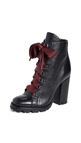 SCHUTZ Women's Zhara Lace Up Ankle Boot - 7 Black