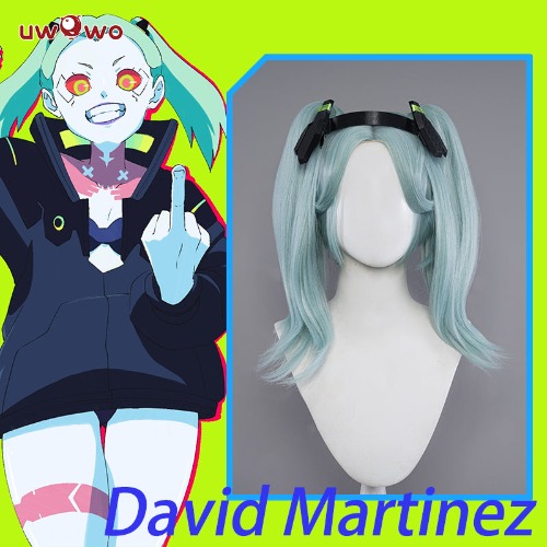 【Pre-sale】Uwowo Anime Cyberpunk: Edgerunners Cosplay Rebecca Cosplay Wig Light Blue Hair With Ponytail - Without heapiece