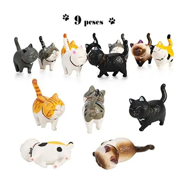 
                            9PCS Realistic Cat Figurines, Educational Kitty Figures Toy Set, Kitten Easter Eggs Cake Topper Christmas Birthday Gift for Cat Lover
                        