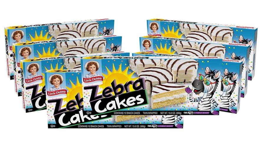 Little Debbie Zebra Cakes, 80 Twin-Wrapped Cakes (8 Boxes) - Vanilla - 104 Ounce (Pack of 1)