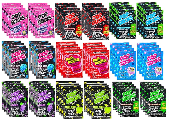 crait Pop Rocks Crackling Candy Variety Pack Classic Popping Candy Easter Candy Bulk - Pop Rocks Candy, Pop Rocks Bulk Candy, Nine Different Flavors Bulk Pop Rocks Popping Candy (72 Count), Blue