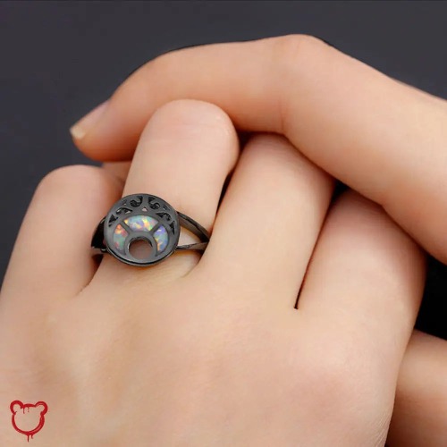 Luna's Opal Black Ring - 6 / Multi / Black Gun Plated