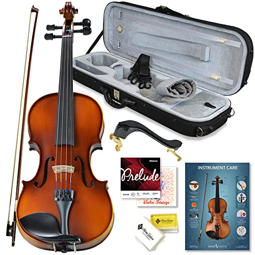 Bunnel Pupil Violin Outfit 4/4 Full Size By Kennedy Violins - Carrying Case and Accessories Included - Solid Maple Wood and Ebony Fittings - 4/4