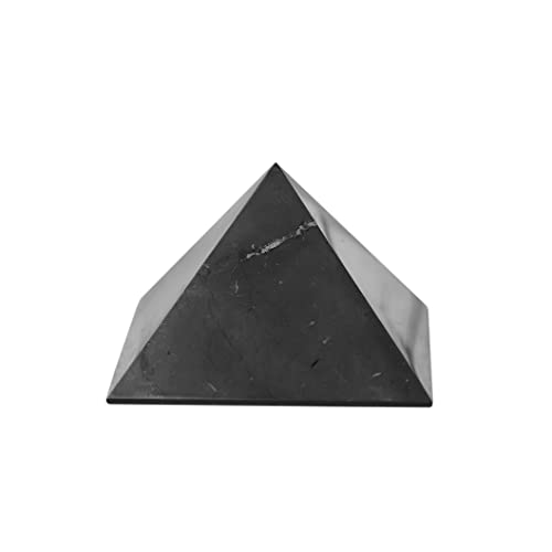 Karelian Heritage Shungite Pyramid | Polished Stone Shungite Protection | Pocket Small Size Black Pyramid 1 inches (3 cm) | Chakra Balancing Healing Positive Energy Meditation Pyramid PP01 - 10 cm, 3.94 inches Non-polished