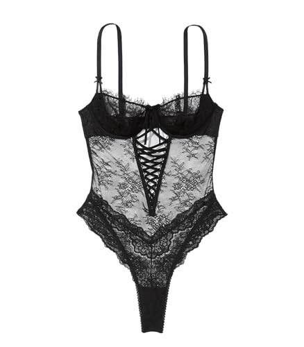 Victoria's Secret Unlined Wicked Lace Up Teddy, Women's Lingerie (XS-XXL) - Black - Large