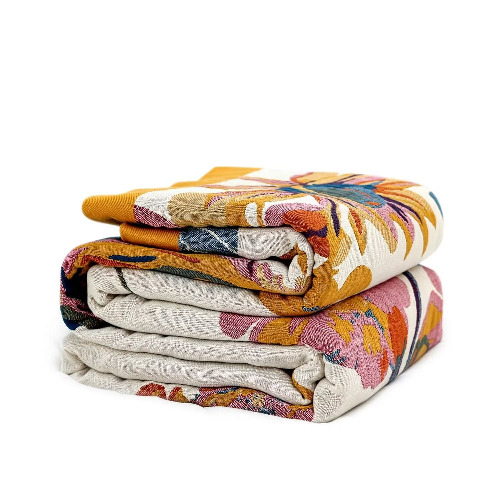 Boho Throw Blanket for Bed - 100% Cotton Ultra Soft Rustic Quilt - Floral Printed Farmhouse Decor Bed Blankets,80"×90" All Season Rustic Throw for Sofa Couch Chair - Boho-floral-h - 80"×90"