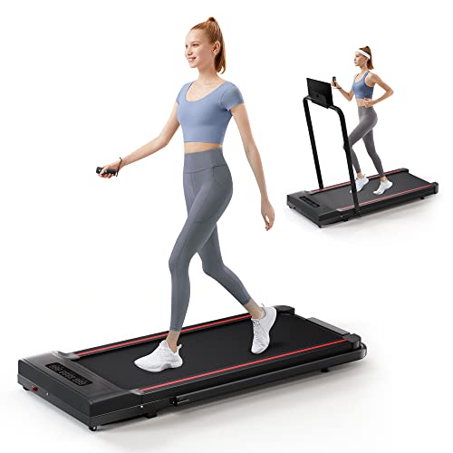 Treadmill-Walking Pad-Under Desk Treadmill-2 in 1 Folding Treadmill-Treadmills for Home-Black Red