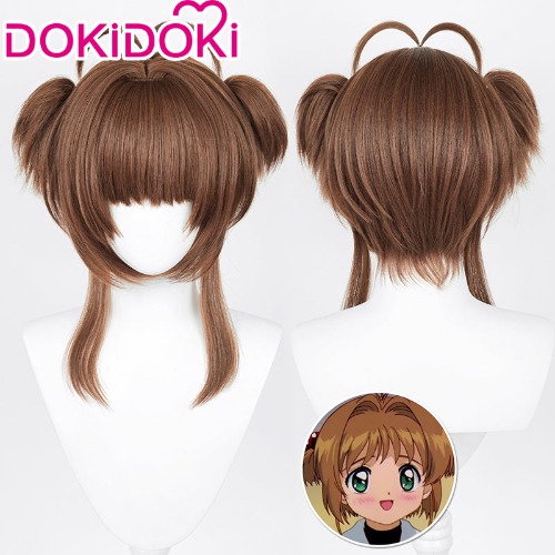 DokiDoki Anime Card Captor Sakura Cosplay Kinomoto Sakura Wig Light brown/Dark brown/Blond Hair Cardcaptor Sakura | Dark Brown-IN STOCK