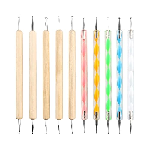 QWORK® Dotting Pen Nail Art Dotting Tools , Dotting Tools Set , Nail Design Marbleizing Werkzeug Pen , für Nagelkunst, Prägemuster, 10 Stück