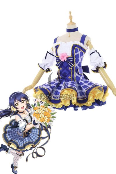Love Live Bouquet Awaken Sonoda Umi Blue Dress Anime Cosplay Costumes