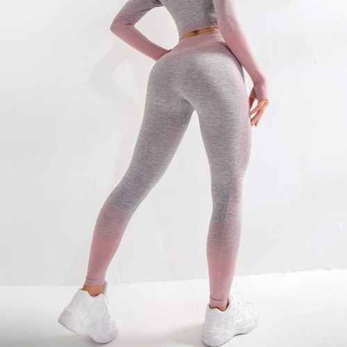 Seamless Aim Leggings - Grey & Pink / S