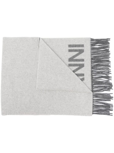 GANNI logo-print tassel-trim Scarf - Farfetch