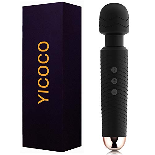 Sex Toys Vibromasseurs Feminin Clitoridien, YICOCO Sex Toýs Femme Puissant Electric Wand Masseur Sans fil avec 25 Mode électriques USB Rechargeable Massager Pour Couple - Black