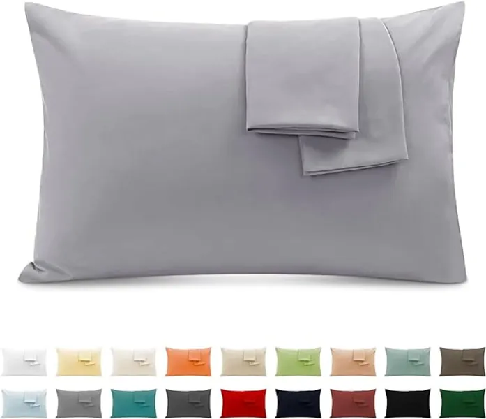 Funda Almohada 100% Algodón 45x150 cm 1 PCS, Juego de 1 Funda Almohada de Suave Puro Algodón, Sin Cremallera Cepillada con Cierre de sobre Gris Claro - Gris Claro - 45x150 cm 1 PCS