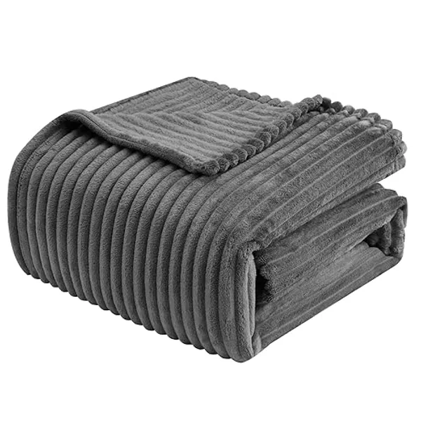 WOLTU Manta de Franela 150x200 cm, Manta de Sofá Suave y Cálida, Manta Cama Gruesa, Manta Polar Grande para Invierno, Manta para Cama Invierno, Gris Oscuro - Gris Oscuro - 150x200 cm
