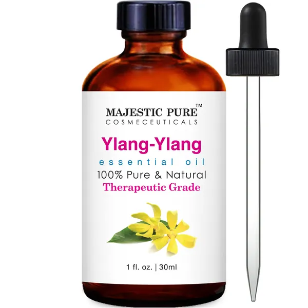MAJESTIC PURE Ylang Ylang Essential Oil - Therapeutic Grade - 100% Pure & Natural - Ylang Ylang Oil for Hair, Skin, Aromatherapy, Diffuser, Massage Oil, Candles and Soap Making - Made in USA, 1 fl oz