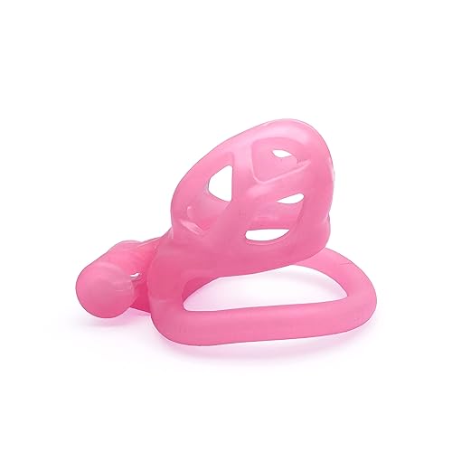VeagleFly Cobra Chastity Cage Cock Cage Chastity Devices Male Chastity Cage|Adult Sex Toy for Men| 4 Curved Rings Pink Nub Men Toys