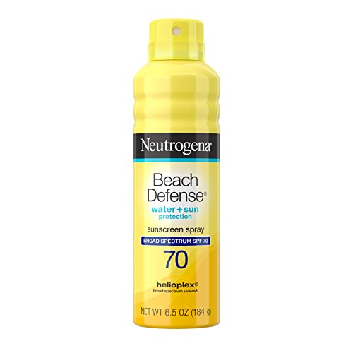 Neutrogena Beach Defense Spray Sunscreen with Broad Spectrum SPF 70, Fast Absorbing Sunscreen Body Spray Mist, Water-Resistant UVA/UVB Sun Protection, Oxybenzone Free, 6.5 oz - 6.5 Ounce (Pack of 1) - SPF 70