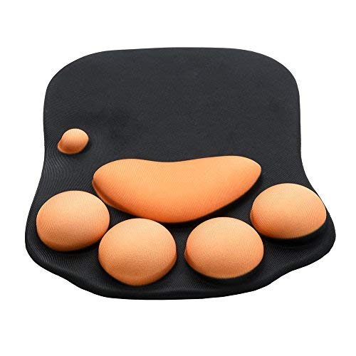 WESAPPINC Cat Paw Mouse Pad with Wrist Support Soft Silicone Wrist Rests Non Slip Ergonomic Mousepad for Office Computer Gaming Desk Decor (10.7x7.8x0.9'') (Black) - Black