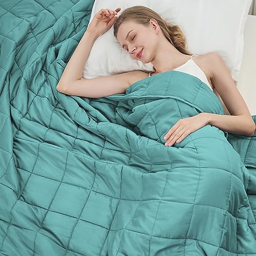 BETU Weighted Blanket for Adults (15lbs, 48"x72" Twin Size) - Cooling and Breathable Heavy Blanket for 120-160lbs with Premium Glass Beads - Soft Thick Blanket for All-Season Sleeping Comfort - Teal - 48"x72"-15lbs - Teal