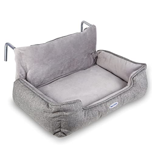 Happi N Pets Katzenbett für Heizungen, Kuschelige Katzenheizungsliege, Verstellbarer Haken für verschiedene Heizungen, Katzenhängematte für Heizungen, Grau