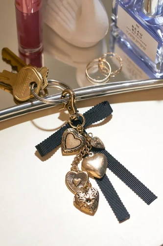 Heart Locket Bow Keychain