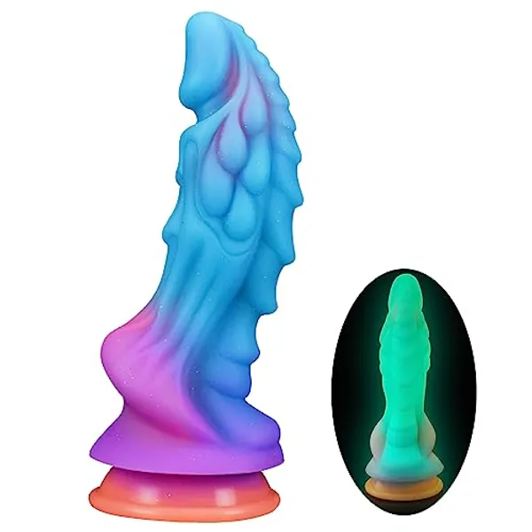 8in Dragon Dildo Huge Dildo Sex Toy, Luminous Monster Dildo Suction Cup Dildo, Big Fantasy Dildo Knot Strap On Dildo, Giant Silicone Dildo Alien Dildo, G Spot Anal Dildo Adult Sex Toy for Women Men