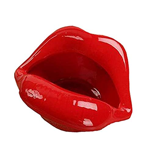 Wang-Data Creative Ceramic Cigarette Ashtrays with Lips Style Fashion Home Decorations (Light Red) - Light Red