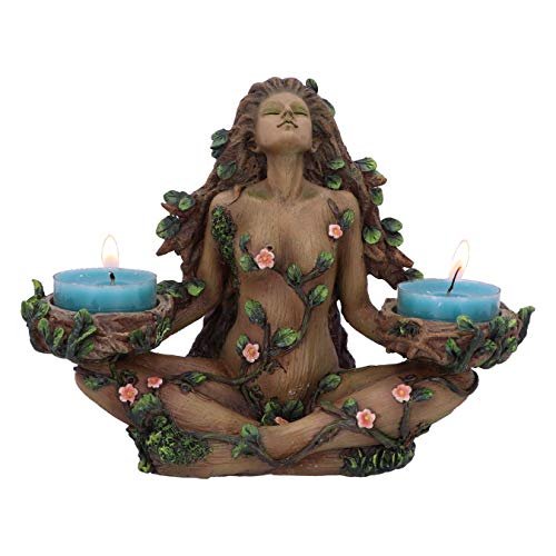 Nemesis Now Balance of Nature Female Tree Spirit Tealight Candle Holder, Hand-Painted Resin Forest Guardian Nature Decor, 19cm