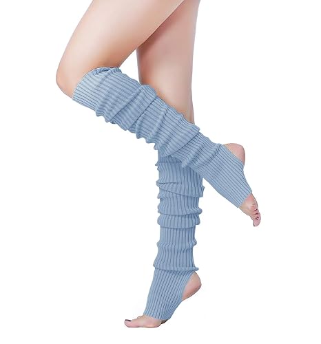 v28 Long Leg Warmer, Women’s Men 80s Party Ribbed Knit Dance Sports - Hole71-babyblue