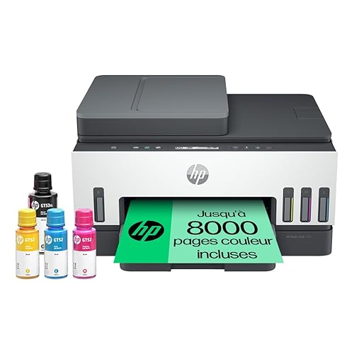 HP Smart Tank 7305 Imprimante tout en un - Jet d'encre couleur - 3 ans d'encre inclus (Photocopie, Scan, Impression, Chargeur automatique de documents, A4, Recto/Verso, Wifi)