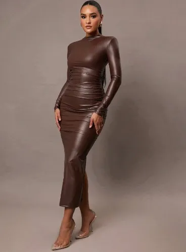 Brown Leather Dress