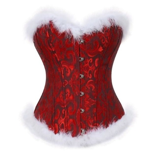 Genuine Holiday Corsets (5 Styles!) - Red Patterned / 4XL