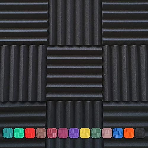 Professional Acoustic Foam Panels - Wedge Style 12x12x2” Tiles - 4 Pack - Studio Foam for Sound Dampening - Soundproofing Foam for Walls and Ceilings (Charcoal Color) - Charcoal