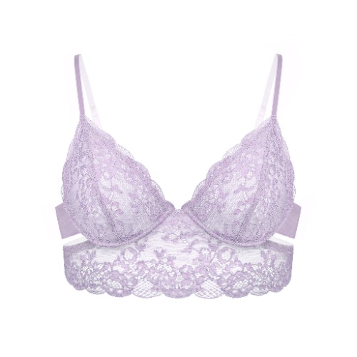 Wild Lace Long Line Bra Lilac Hint - L 36C/34D / Lilac Hint