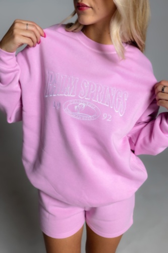 Palm Springs Crew Fleece Pullover - L / BonBon
