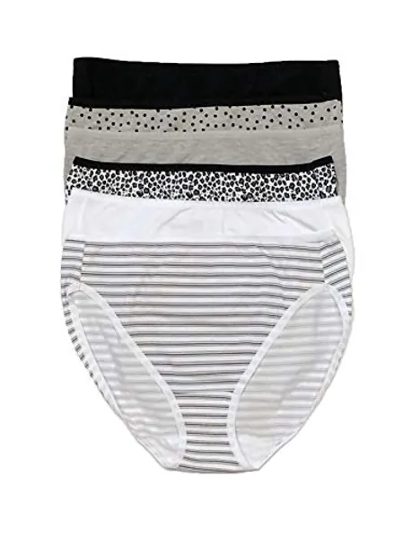Felina Cotton Modal Hi Cut Panties C1818 - Sexy Lingerie Panties for Women - Underwear Women - Small - Newsprint
