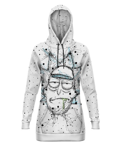 Rick and Morty | Scribble Rick Hooded Dress | L / Crushed Velvet